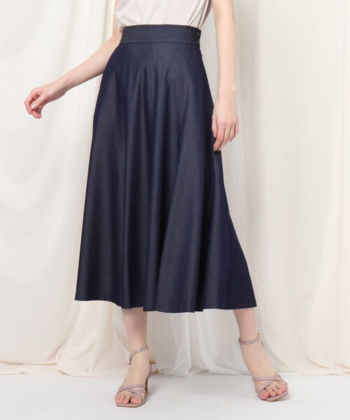 couture brooch（クチュールブローチ）の「◆軽くて洗える/デニムライク　バックレースアップフレアスカート（スカート・レディース・ネイビー/サックスブルー・40/36/34/38/42）」の22枚目の写真