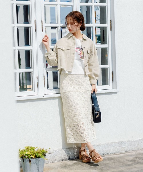 mysty woman(ミスティウーマン)の「モチーフシシュウスカート 275424(スカート・レディース・ブラック/ベージュ/アイボリー・FREE)」の7枚目の写真