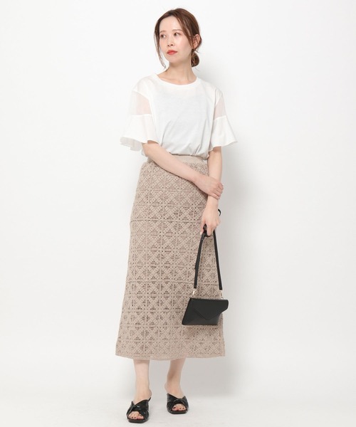 mysty woman(ミスティウーマン)の「モチーフシシュウスカート 275424(スカート・レディース・ブラック/ベージュ/アイボリー・FREE)」の12枚目の写真