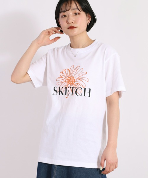 cepo(セポ)の「フラワーグラフィックTee(Tシャツ/カットソー・レディース・ブラック/ホワイト系その他/オフホワイト/ホワイト×グリーン・M)」の4枚目の写真