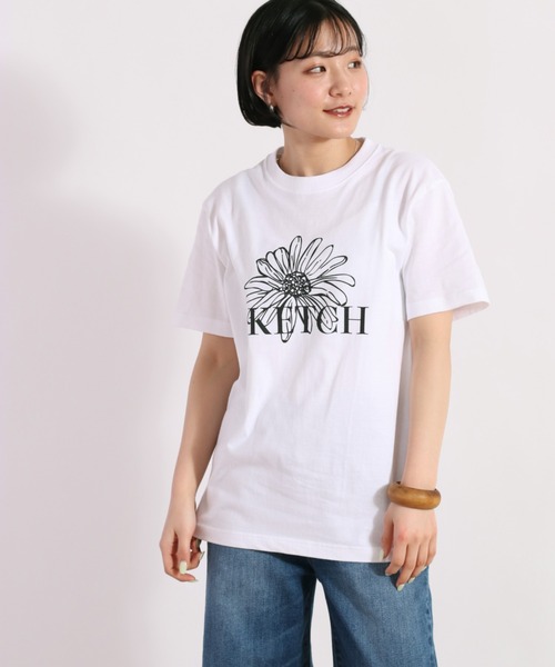 cepo(セポ)の「フラワーグラフィックTee(Tシャツ/カットソー・レディース・ブラック/ホワイト系その他/オフホワイト/ホワイト×グリーン・M)」の5枚目の写真