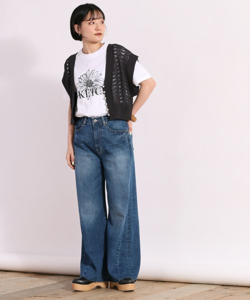 cepo(セポ)の「フラワーグラフィックTee(Tシャツ/カットソー・レディース・ブラック/ホワイト系その他/オフホワイト/ホワイト×グリーン・M)」の7枚目の写真