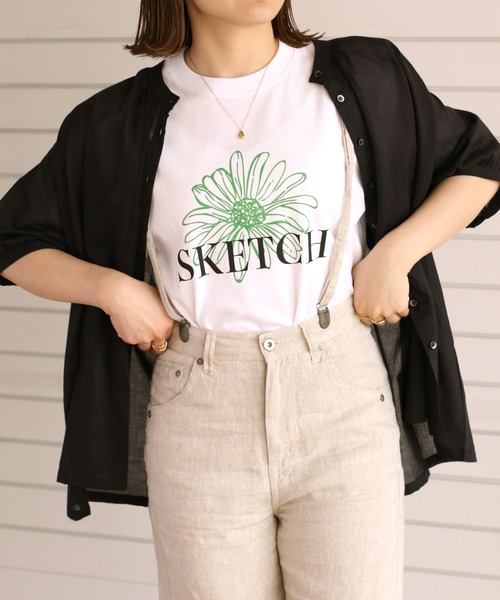 cepo(セポ)の「フラワーグラフィックTee(Tシャツ/カットソー・レディース・ブラック/ホワイト系その他/オフホワイト/ホワイト×グリーン・M)」の16枚目の写真