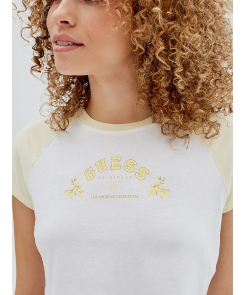 Guess（ゲス）の「GUESS Originals Raglan Baby Tee（Tシャツ/カットソー・レディース・ブルー/ホワイト・SMALL/MEDIUM/X-SMALL）」の5枚目の写真