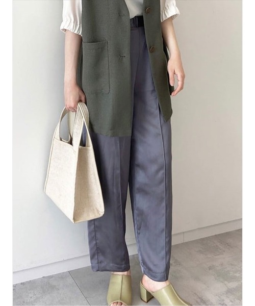 Samansa Mos2 blue（サマンサモスモスブルー）の「サテンストレートパンツ（その他パンツ・レディース・オレンジ/ライトベージュ/チャコール・ﾌﾘ-）」の2枚目の写真