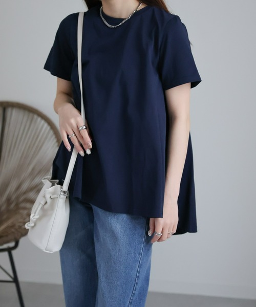 sakishimatokyo(サキシマトーキョー)の「裾フレアTシャツ(Tシャツ/カットソー・レディース・ホワイト/ブラック/グレイッシュベージュ/ライトブルー/ネイビー/チャコール・FREE)」の12枚目の写真