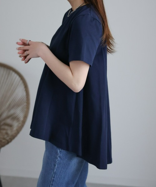 sakishimatokyo(サキシマトーキョー)の「裾フレアTシャツ(Tシャツ/カットソー・レディース・ホワイト/ブラック/グレイッシュベージュ/ライトブルー/ネイビー/チャコール・FREE)」の10枚目の写真