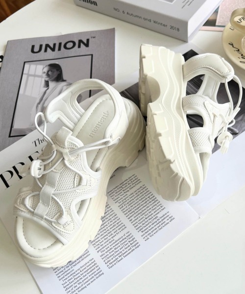 moment+（モーメントプラス）の「【累計販売数1万足突破！】厚底スニーカーソール スポーツサンダル（サンダル・レディース・ブラック/アイボリー/ブラック系その他/ベージュ・LL/S/M/L）」の21枚目の写真