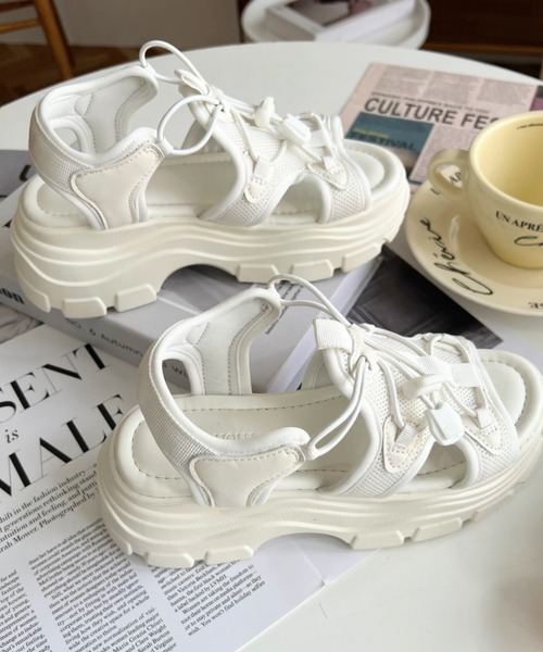 moment+（モーメントプラス）の「【累計販売数1万足突破！】厚底スニーカーソール スポーツサンダル（サンダル・レディース・ブラック/アイボリー/ブラック系その他/ベージュ・LL/S/M/L）」の6枚目の写真