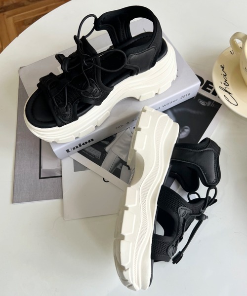 moment+（モーメントプラス）の「【累計販売数1万足突破！】厚底スニーカーソール スポーツサンダル（サンダル・レディース・ブラック/アイボリー/ブラック系その他/ベージュ・LL/S/M/L）」の10枚目の写真