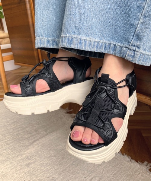 moment+（モーメントプラス）の「【累計販売数1万足突破！】厚底スニーカーソール スポーツサンダル（サンダル・レディース・ブラック/アイボリー/ブラック系その他/ベージュ・LL/S/M/L）」の14枚目の写真