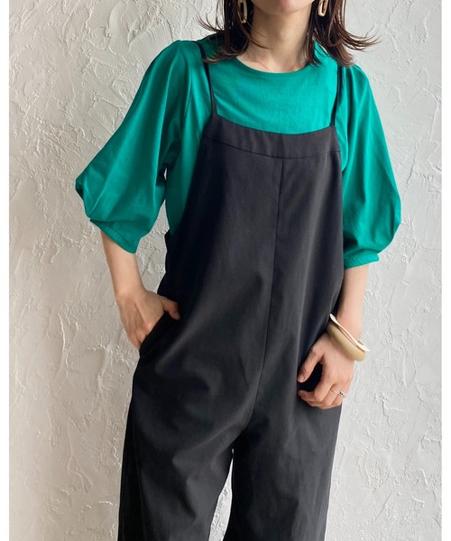 She's Closet（シーズクローゼット）の「綿天竺ボリューム袖ランタンスリーブショート丈半袖Tシャツ（Tシャツ/カットソー・レディース・グリーン/オレンジ/ピンク/ブラック/ホワイト・FREE）」の18枚目の写真