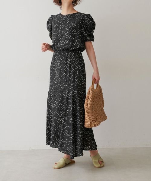 FREE'S MART（フリーズマート）の「【Sシリーズ対応】◇ボリュームスリーブ柄ワンピース（ワンピース・レディース・ホワイト系その他/グリーン系その他/ブラック系その他/ベージュ・SMALL/MEDIUM/X-SMALL）」の3枚目の写真