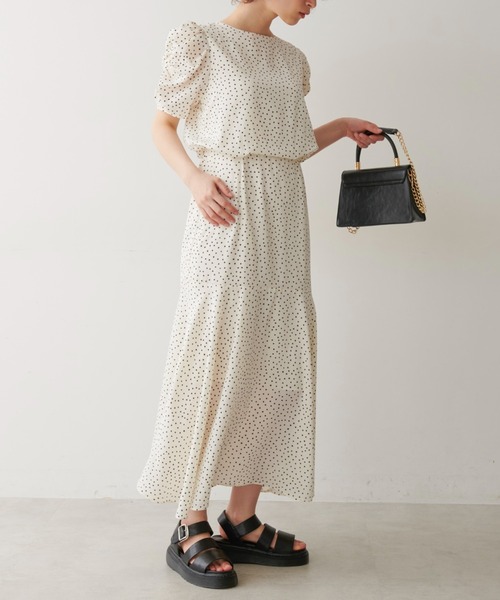 FREE'S MART（フリーズマート）の「【Sシリーズ対応】◇ボリュームスリーブ柄ワンピース（ワンピース・レディース・ホワイト系その他/グリーン系その他/ブラック系その他/ベージュ・SMALL/MEDIUM/X-SMALL）」の5枚目の写真