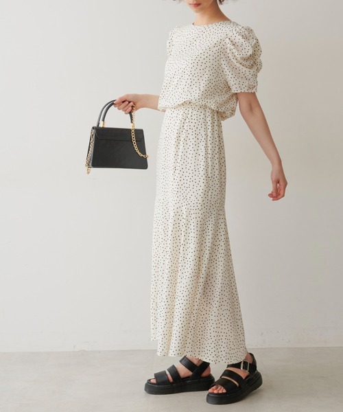 FREE'S MART（フリーズマート）の「【Sシリーズ対応】◇ボリュームスリーブ柄ワンピース（ワンピース・レディース・ホワイト系その他/グリーン系その他/ブラック系その他/ベージュ・SMALL/MEDIUM/X-SMALL）」の9枚目の写真