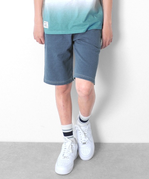 GLAZOS(グラソス)の「カットデニム・ハーフパンツ【セットアップ対応】(デニムパンツ・キッズ・ブルー/ライトブルー・140cm/160cm/150cm/170cm/130cm)」の1枚目の写真