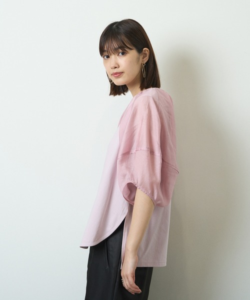HERENCIA シアーカットソー 切り替えコクーンシアーカットソー
