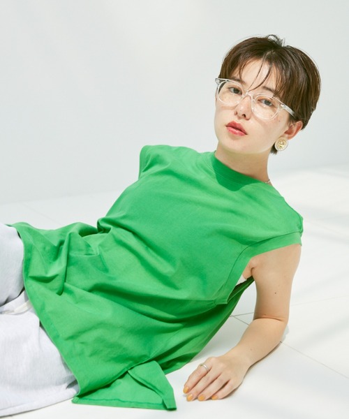 Happy John（ハッピージョン）の「back open french Tee/バックオープンフレンチT（Tシャツ/カットソー・レディース・ホワイト/カーキ/オレンジ/グリーン・FREE）」の3枚目の写真