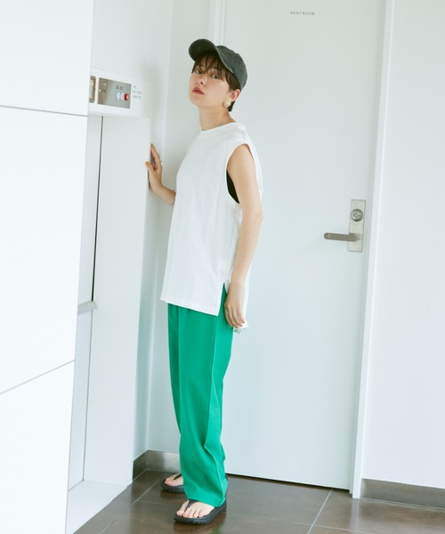 Happy John（ハッピージョン）の「back open french Tee/バックオープンフレンチT（Tシャツ/カットソー・レディース・ホワイト/カーキ/オレンジ/グリーン・FREE）」の10枚目の写真