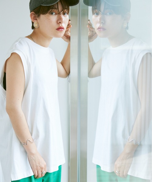 Happy John（ハッピージョン）の「back open french Tee/バックオープンフレンチT（Tシャツ/カットソー・レディース・ホワイト/カーキ/オレンジ/グリーン・FREE）」の5枚目の写真