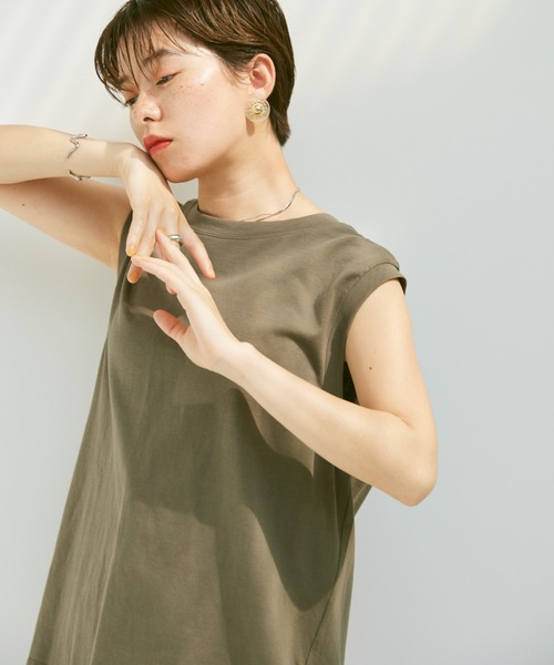 Happy John（ハッピージョン）の「back open french Tee/バックオープンフレンチT（Tシャツ/カットソー・レディース・ホワイト/カーキ/オレンジ/グリーン・FREE）」の11枚目の写真