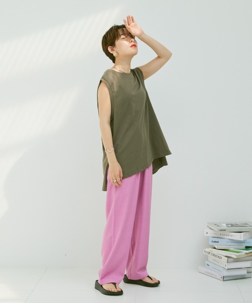 Happy John（ハッピージョン）の「back open french Tee/バックオープンフレンチT（Tシャツ/カットソー・レディース・ホワイト/カーキ/オレンジ/グリーン・FREE）」の15枚目の写真