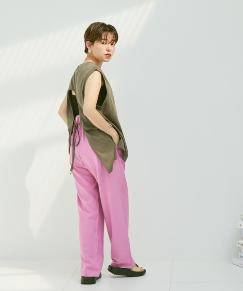 Happy John（ハッピージョン）の「back open french Tee/バックオープンフレンチT（Tシャツ/カットソー・レディース・ホワイト/カーキ/オレンジ/グリーン・FREE）」の17枚目の写真