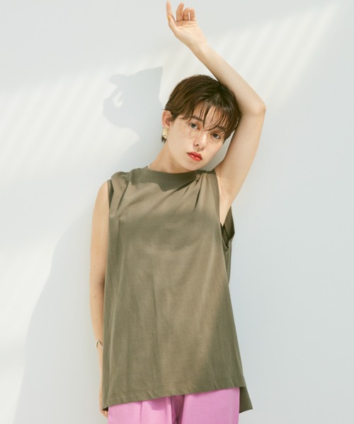 Happy John（ハッピージョン）の「back open french Tee/バックオープンフレンチT（Tシャツ/カットソー・レディース・ホワイト/カーキ/オレンジ/グリーン・FREE）」の14枚目の写真