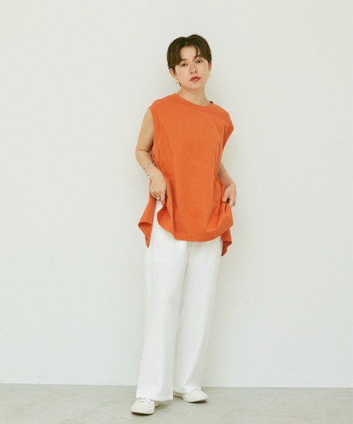 Happy John（ハッピージョン）の「back open french Tee/バックオープンフレンチT（Tシャツ/カットソー・レディース・ホワイト/カーキ/オレンジ/グリーン・FREE）」の22枚目の写真