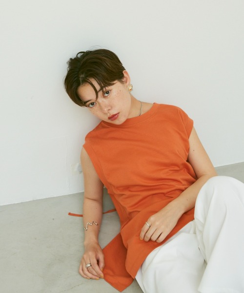 Happy John（ハッピージョン）の「back open french Tee/バックオープンフレンチT（Tシャツ/カットソー・レディース・ホワイト/カーキ/オレンジ/グリーン・FREE）」の21枚目の写真