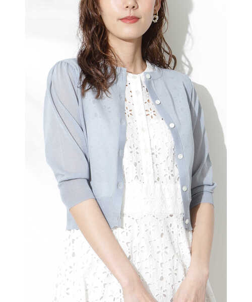 JILL STUART（ジルスチュアート）の「◆《Endy ROBE》シャンテルニット（カーディガン/ボレロ・レディース・ホワイト/ブラック/ブルー・FREE）」の21枚目の写真