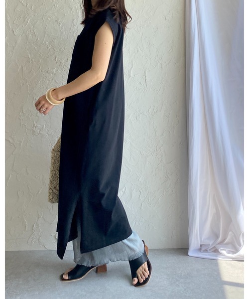 She's Closet(シーズクローゼット)の「クルーネックヘビーウェイトフレンチスリーブロングTシャツワンピース(ワンピース・レディース・ホワイト/ブラック/モカ/チャコール・FREE)」の21枚目の写真