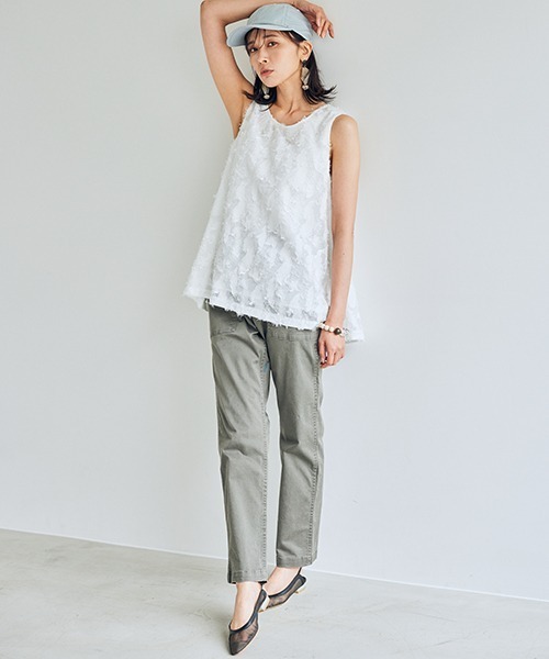 BARNYARDSTORM（バンヤードストーム）の「BARNYARDSTORM / ペイズリーフェザータンク（Tシャツ/カットソー・レディース・ホワイト/ブラック・0/1）」の3枚目の写真