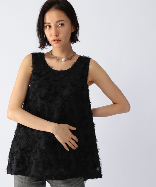 BARNYARDSTORM（バンヤードストーム）の「BARNYARDSTORM / ペイズリーフェザータンク（Tシャツ/カットソー・レディース・ホワイト/ブラック・0/1）」の4枚目の写真