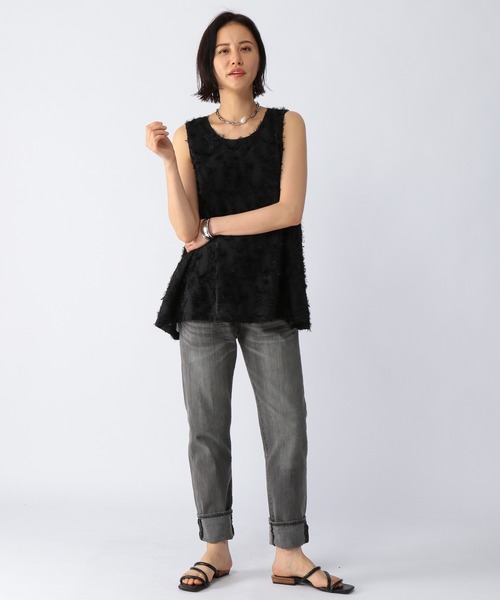 BARNYARDSTORM（バンヤードストーム）の「BARNYARDSTORM / ペイズリーフェザータンク（Tシャツ/カットソー・レディース・ホワイト/ブラック・0/1）」の8枚目の写真