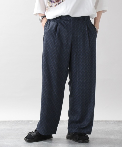 美品　エトロ　ジオメトリック　ジャガード　スラックス　パンツ　紺色　54 美品 エトロ ジオメトリック ジャガード スラックス パンツ 紺色