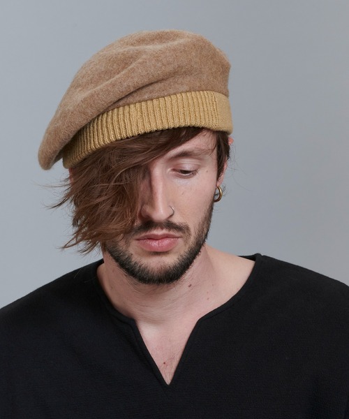 NO ID.（ノーアイディ）の「ウールリブベレー（ハンチング/ベレー帽・メンズ・ブラック/キャメル/グレー・ONE SIZE）」の4枚目の写真