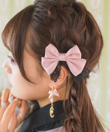 マットサテンレース付リボンツインクリップ