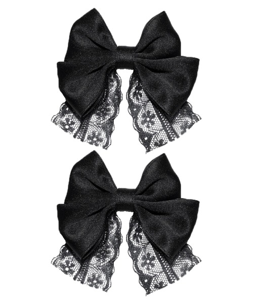 ROJITA(ロジータ)の「マットサテンレース付リボンツインクリップ(バレッタ/ヘアクリップ・レディース・パープル/ピンク/ブラック・FREE)」の11枚目の写真