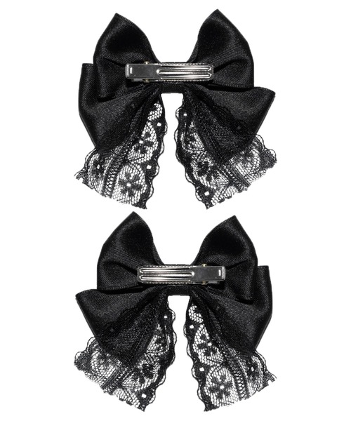 ROJITA(ロジータ)の「マットサテンレース付リボンツインクリップ(バレッタ/ヘアクリップ・レディース・パープル/ピンク/ブラック・FREE)」の6枚目の写真