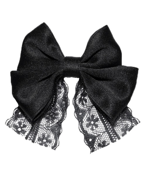 ROJITA(ロジータ)の「マットサテンレース付リボンツインクリップ(バレッタ/ヘアクリップ・レディース・パープル/ピンク/ブラック・FREE)」の4枚目の写真