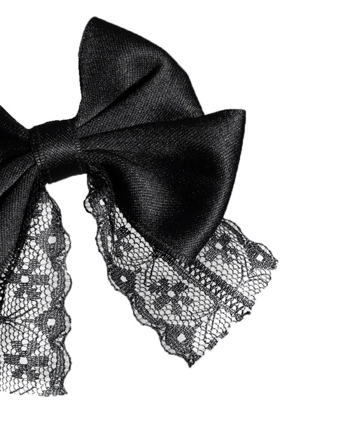 ROJITA(ロジータ)の「マットサテンレース付リボンツインクリップ(バレッタ/ヘアクリップ・レディース・パープル/ピンク/ブラック・FREE)」の8枚目の写真