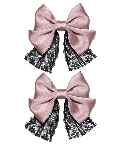 ROJITA(ロジータ)の「マットサテンレース付リボンツインクリップ(バレッタ/ヘアクリップ・レディース・パープル/ピンク/ブラック・FREE)」の14枚目の写真