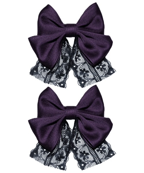 ROJITA(ロジータ)の「マットサテンレース付リボンツインクリップ(バレッタ/ヘアクリップ・レディース・パープル/ピンク/ブラック・FREE)」の10枚目の写真