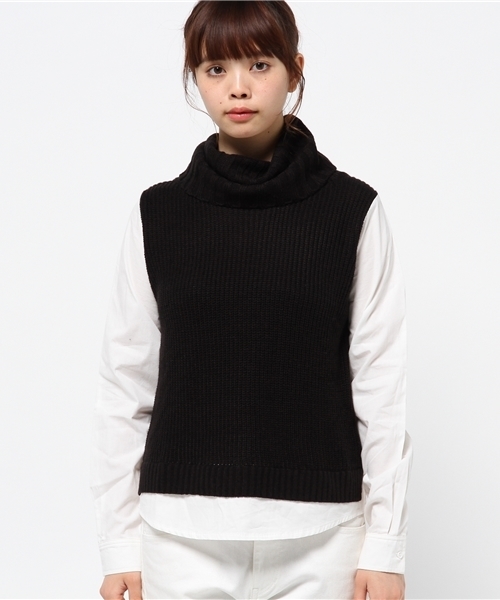OUTLET（アウトレット）の「【who's who Chico】オフタートル重ネ着TOPS（ニット/セーター・レディース・ブラック/カーキ・FREE）」の3枚目の写真