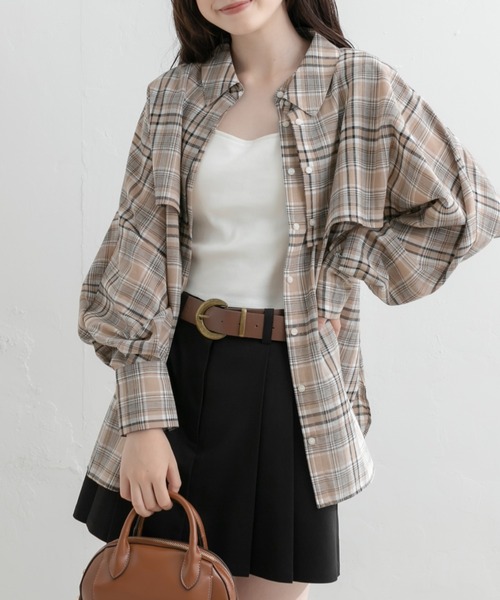 OLIVE des OLIVE（オリーブデオリーブ）の「3ウェイシャツ（シャツ/ブラウス・レディース・ベージュ/ネイビー/オレンジ・FREE）」の2枚目の写真