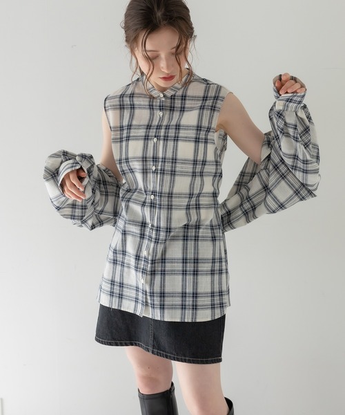 OLIVE des OLIVE（オリーブデオリーブ）の「3ウェイシャツ（シャツ/ブラウス・レディース・ベージュ/ネイビー/オレンジ・FREE）」の18枚目の写真