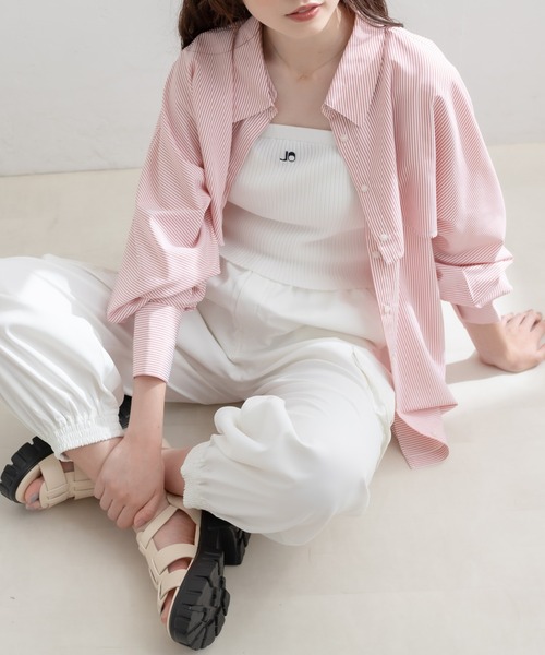 OLIVE des OLIVE（オリーブデオリーブ）の「3ウェイシャツ（シャツ/ブラウス・レディース・ベージュ/ネイビー/オレンジ・FREE）」の11枚目の写真