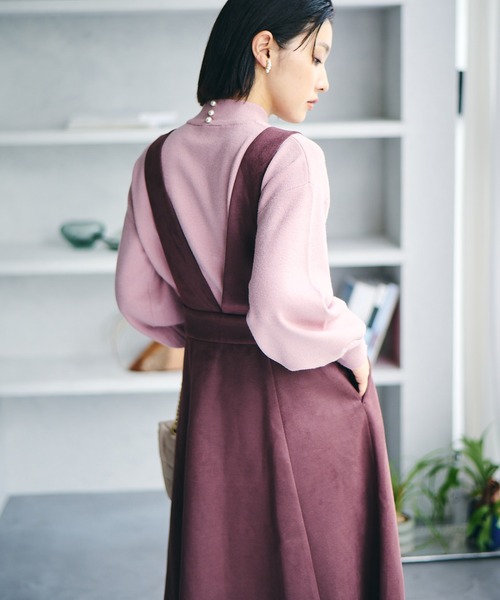 VIS（ビス）の「【洗える】ベロアタッチフレアジャンパースカート【sustainable】（ジャンパースカート・レディース・チャコールグレー/グリーン/ワイン・M/S）」の17枚目の写真