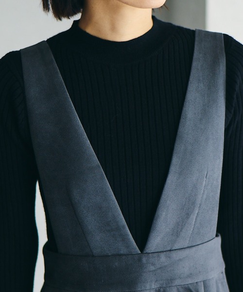 VIS（ビス）の「【洗える】ベロアタッチフレアジャンパースカート【sustainable】（ジャンパースカート・レディース・チャコールグレー/グリーン/ワイン・M/S）」の11枚目の写真